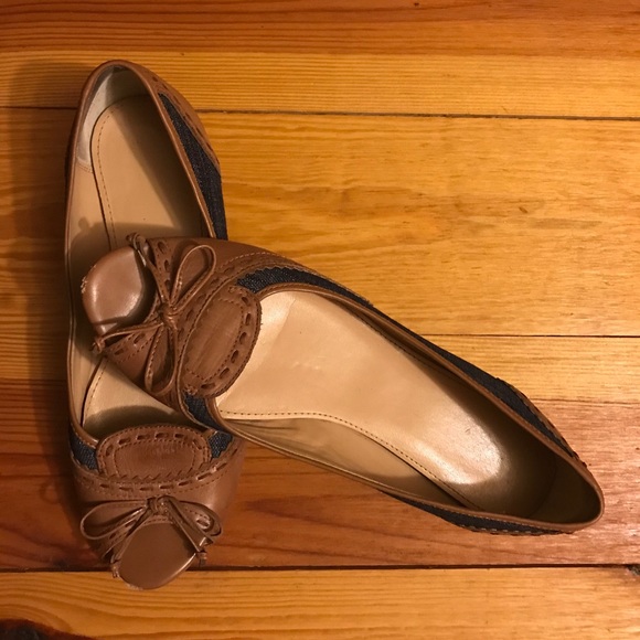 Joan & David Shoes - Circa Joan & David Peep Denim Toe Flats, GUC, 8.5